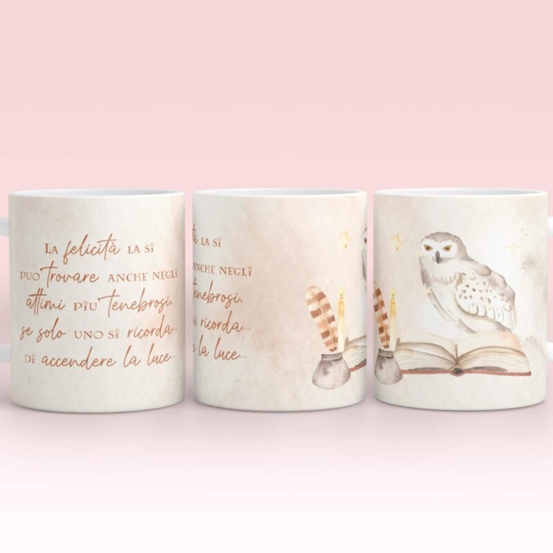 Accendere la felicitĂ  Tazza Mug da tisana/te/caffe stampata Tazza stampata con frase di Albus Silente Silente, Harry Potter, Wizarding