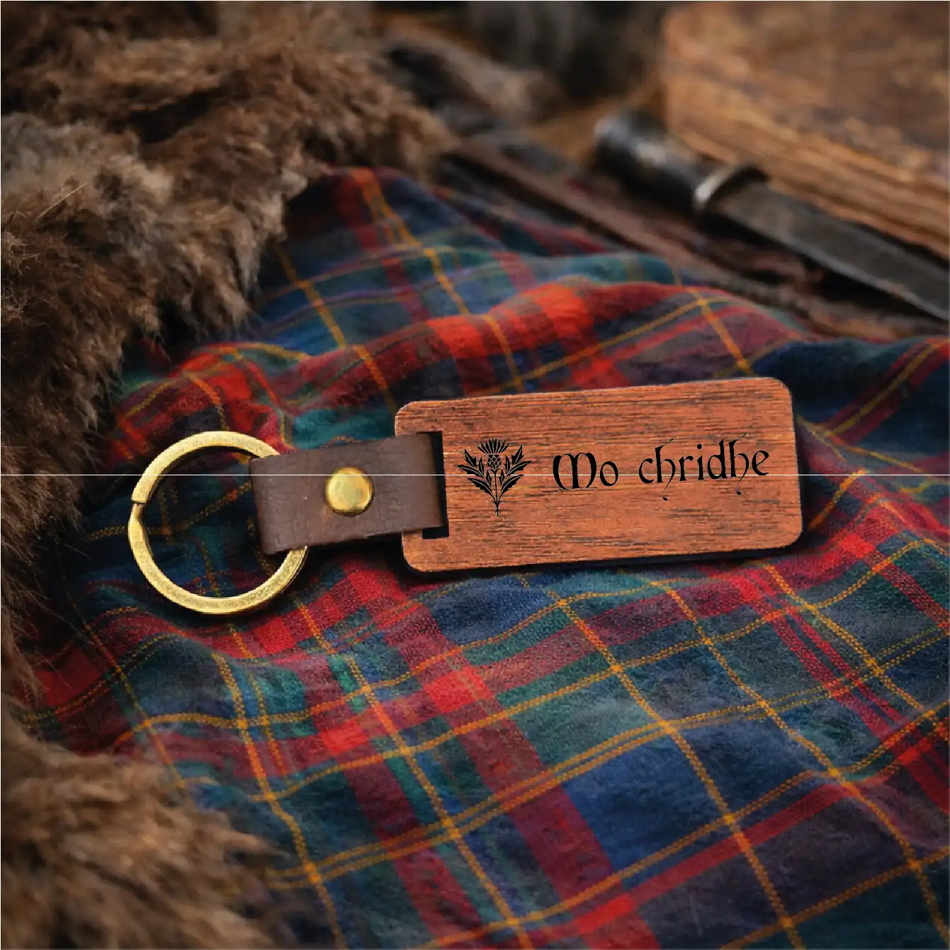 Mo Chridhe – Portachiavi Outlander Legno Inciso