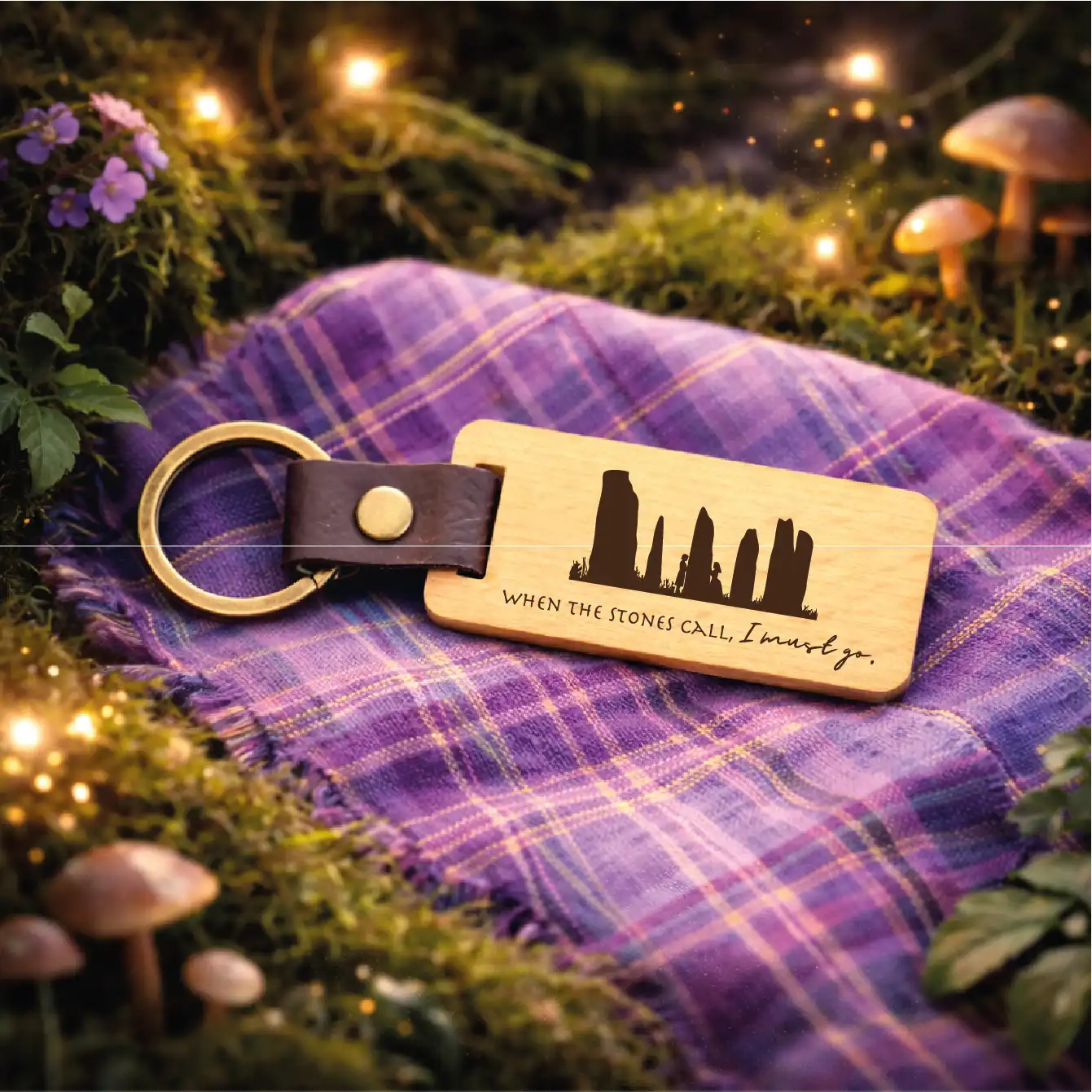 The Stones Are Calling and I Must Go - Portachiavi Outlander in Legno